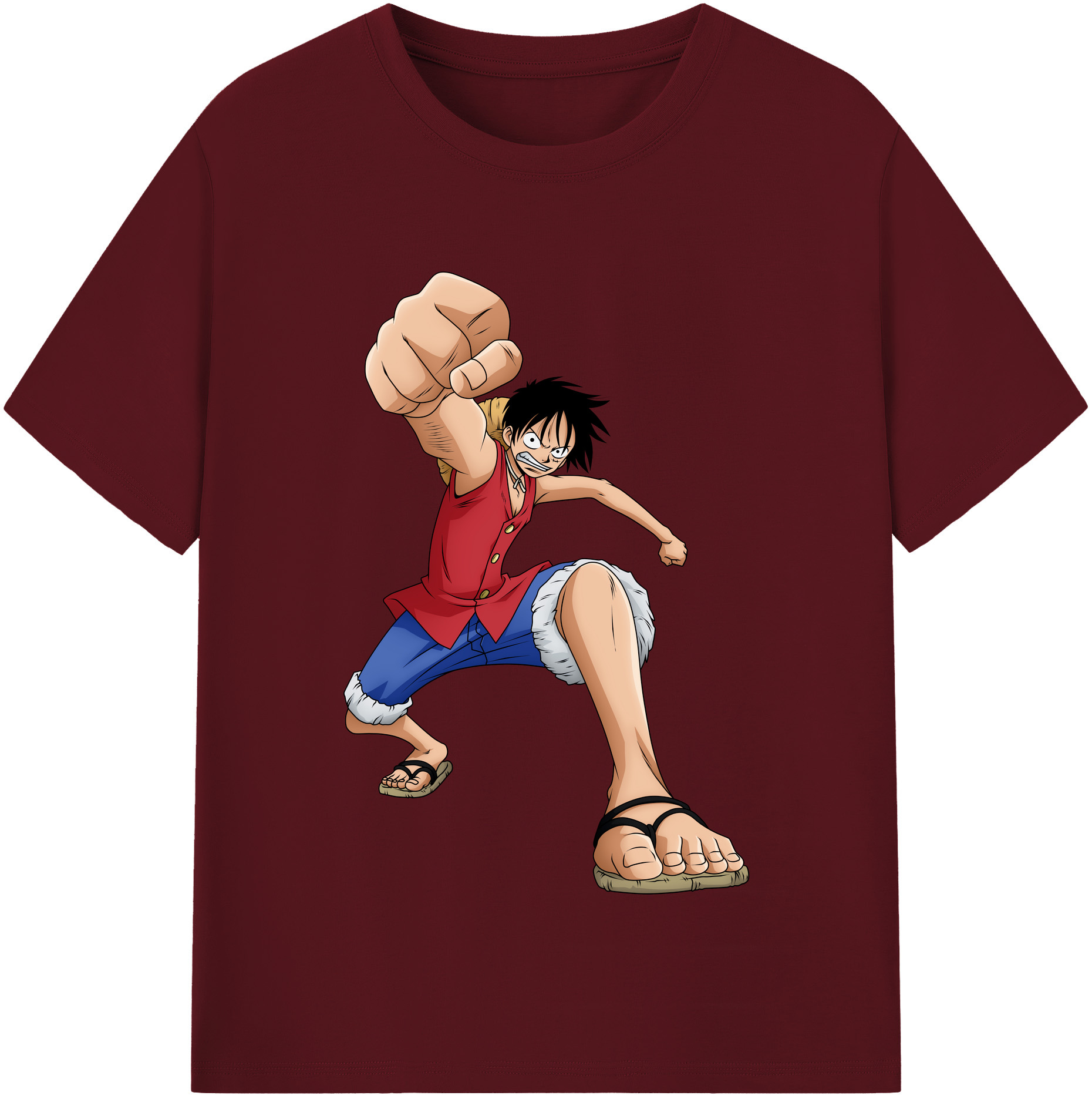 ワンピース モンキー・D・ルフィ ONE PIECE Monkey D. Luffy 綿100％半袖Tシャツ（フロントプリント）